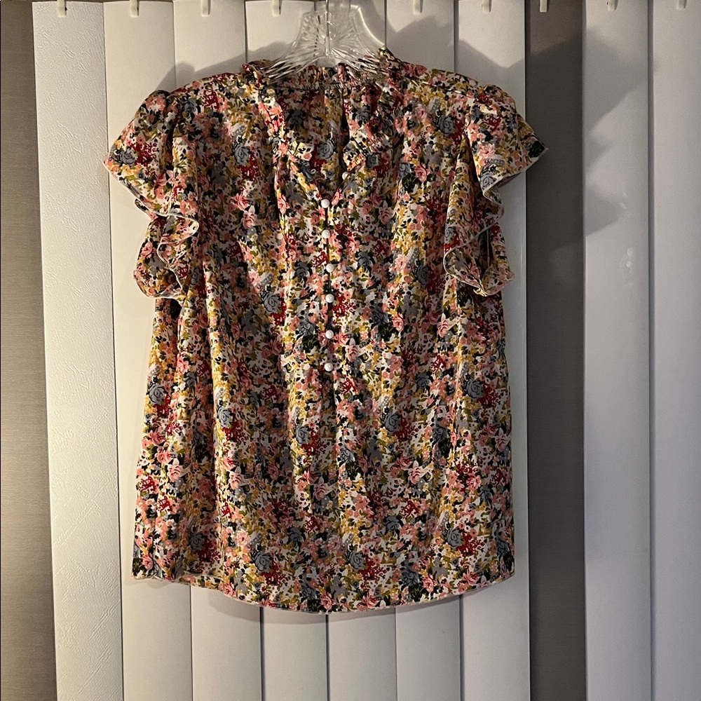 SHEIN Multicolor Floral Ruffle Blouse